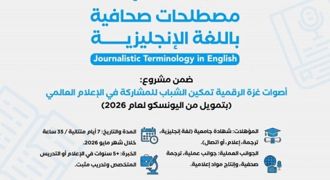 إعلان استقطاب مدرب/ة في مصطلحات صحافية باللغة الإنجليزية