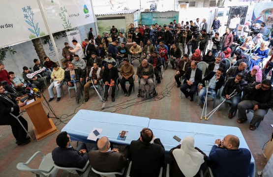 خلال مؤتمر ببيت الصحافة.. مطالب بإنصاف الجرحى الفلسطينيين ومنحهم حقوقهم
